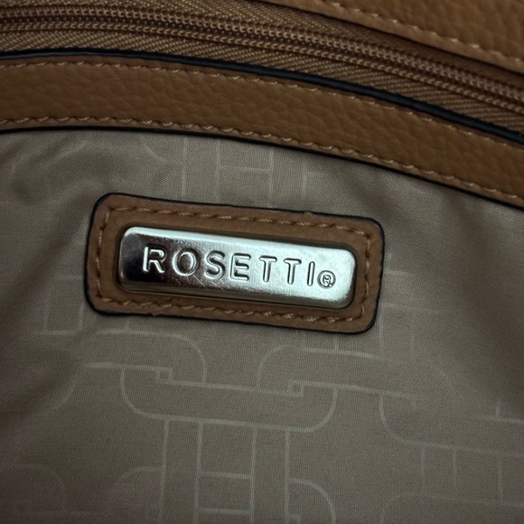 Rosetti Tan and White Rectangle Crossbody Satchel Bag - Picture 10 of 14